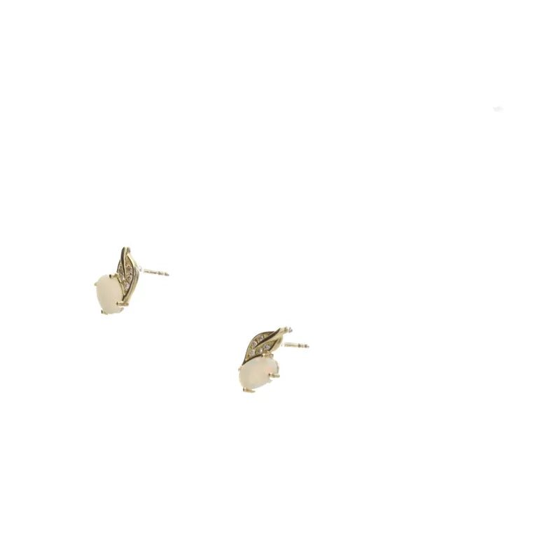 9ct Yellow Gold Opal & Diamond Stud Earrings274832