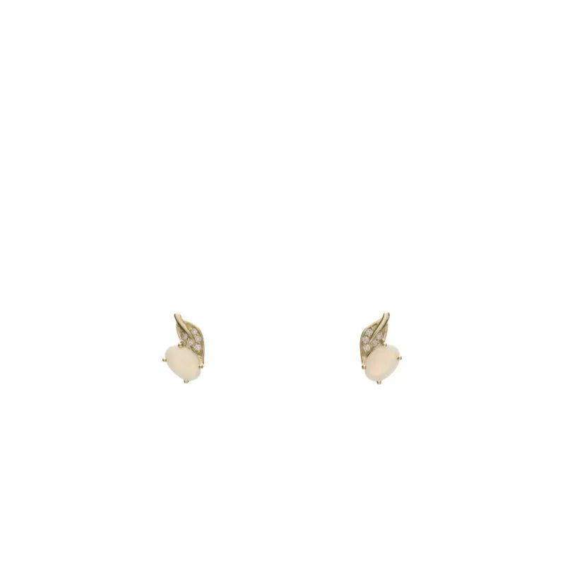 9ct Yellow Gold Opal & Diamond Stud Earrings274832