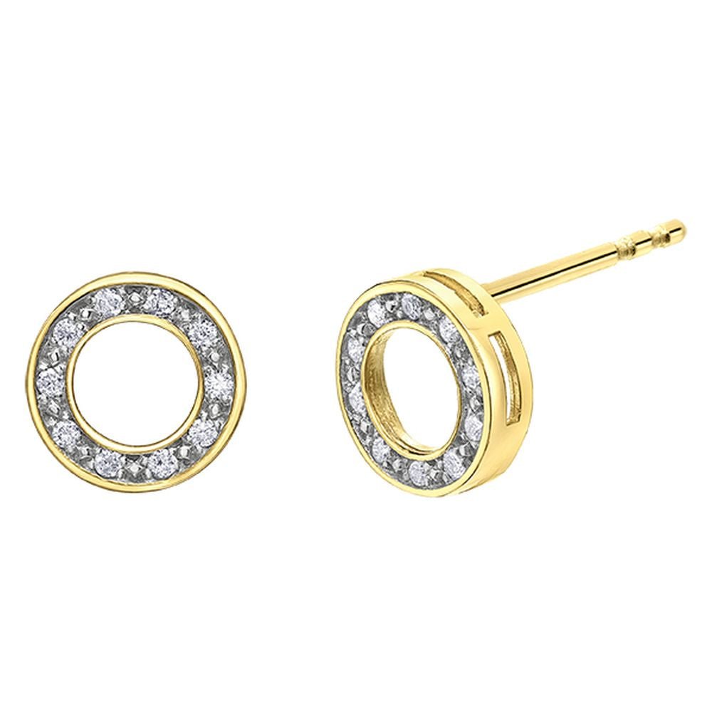 9ct Yellow Gold Openwork Circle Diamond Stud Earrings .10ct69807-E1776/10-10