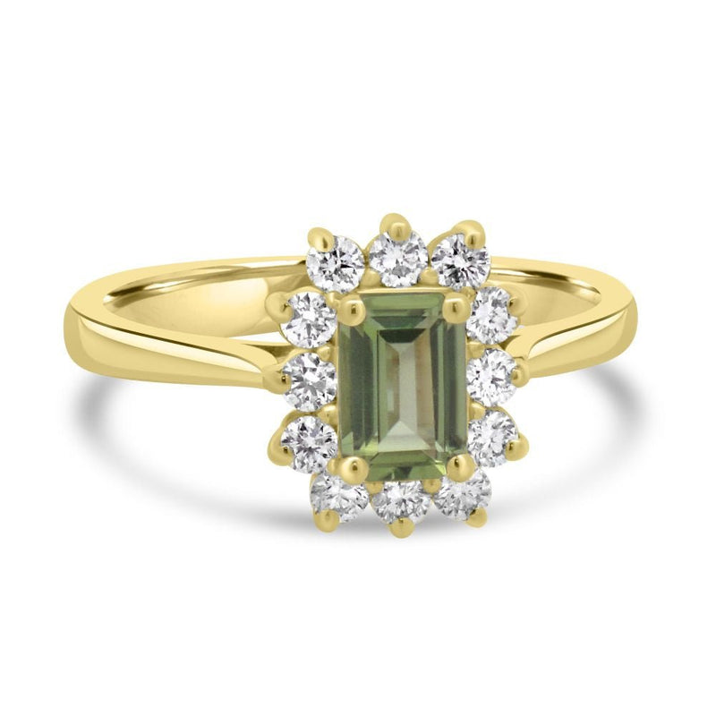 9ct Yellow Gold Peridot Lab Diamond 0.30ct Cluster RingWLGD1495R