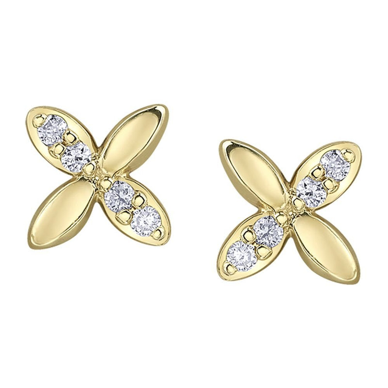 9ct Yellow Gold Petal Diamond Stud Earrings .06ct69807-E4611/06-10