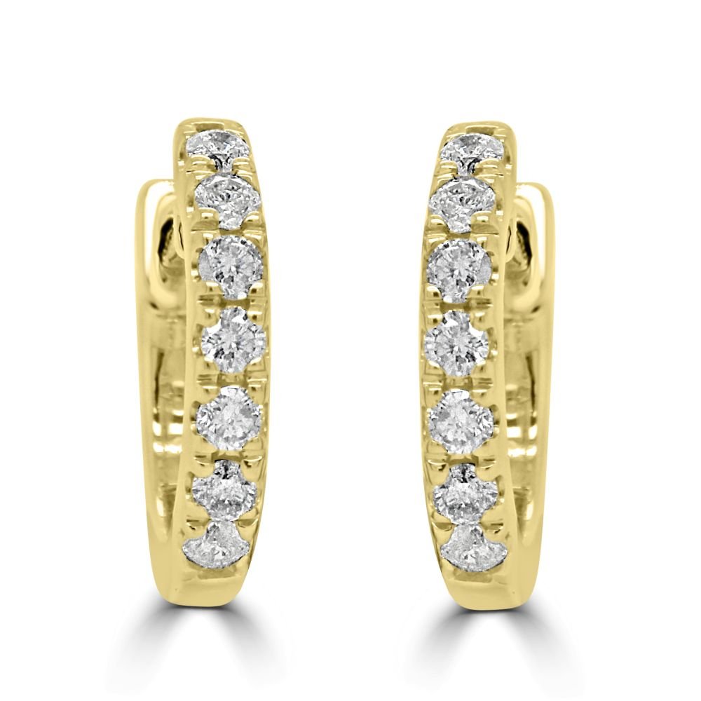 9ct Yellow Gold Round Brilliant Cut Diamond 0.36ct Huggie Hoop Stud EarringsWWW3523