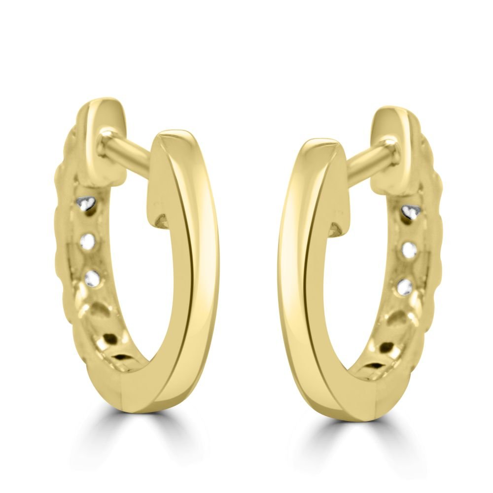 9ct Yellow Gold Round Brilliant Cut Diamond 0.36ct Huggie Hoop Stud EarringsWWW3523