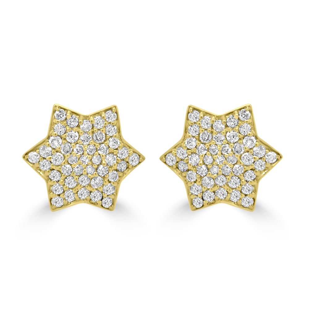 9ct Yellow Gold Round Brilliant Cut Diamond 0.47ct Pave Star Stud EarringsWWW3412