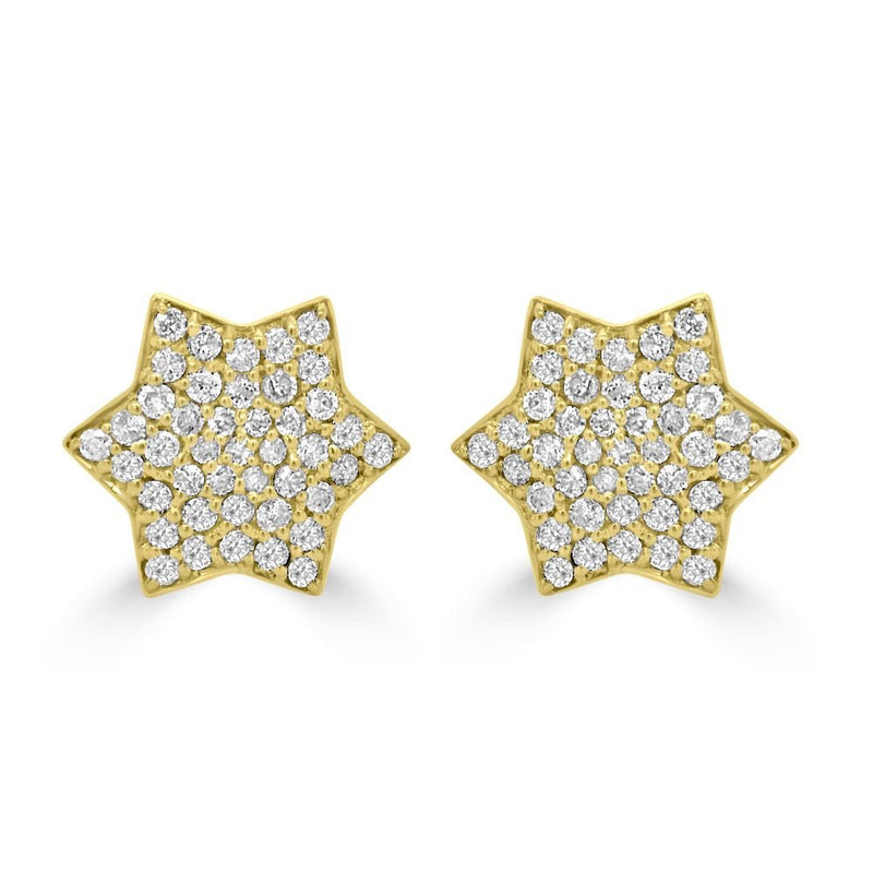 9ct Yellow Gold Round Brilliant Cut Diamond 0.47ct Pave Star Stud EarringsWWW3412