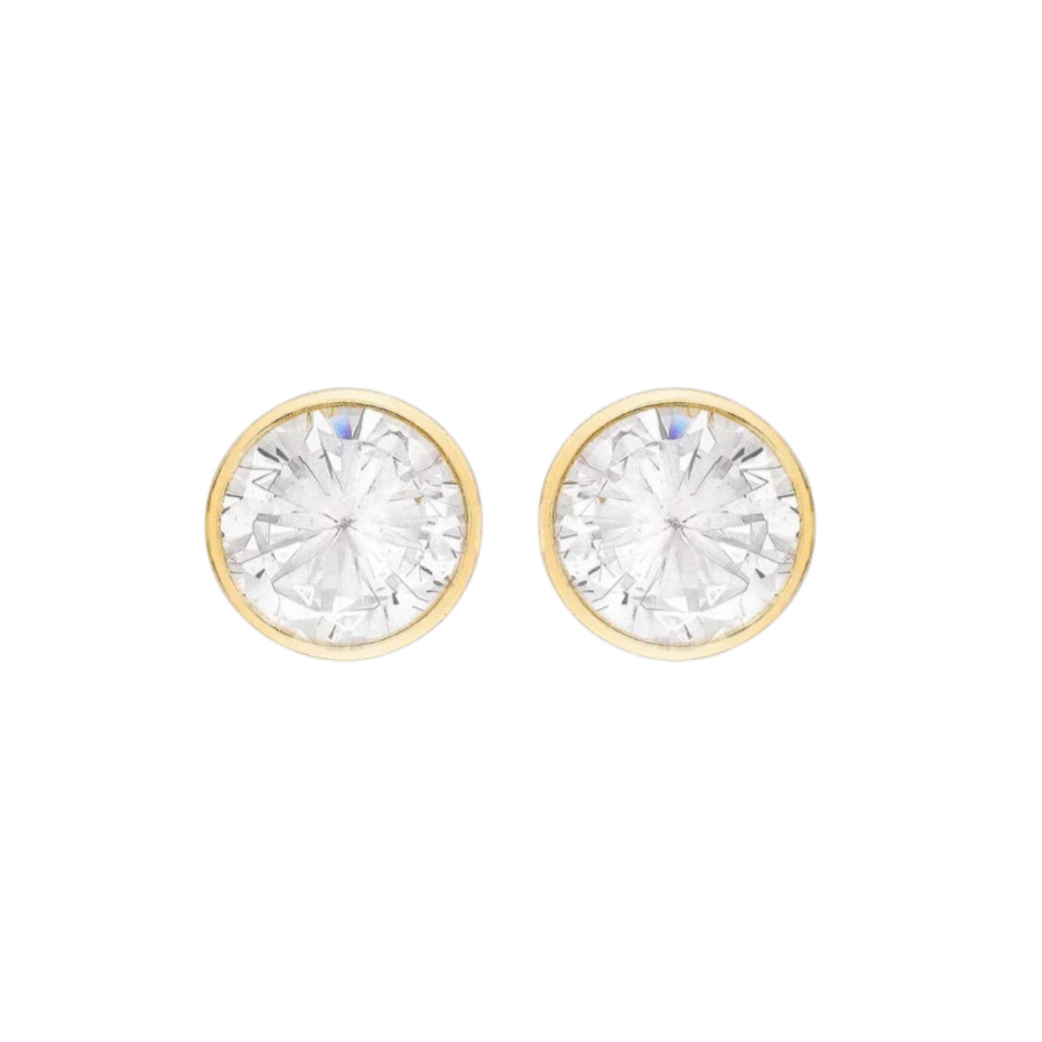 9ct Yellow Gold Round CZ 4mm Stud Earrings