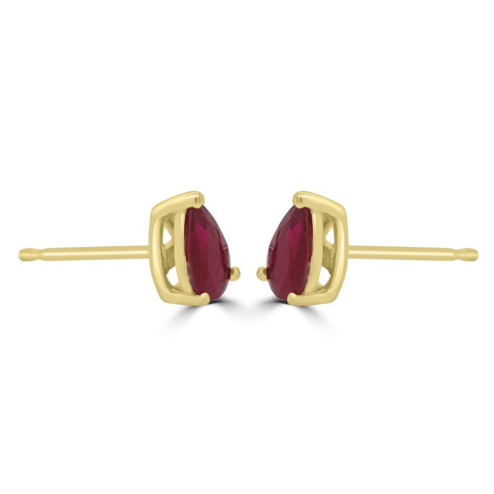 9ct Yellow Gold Ruby Pear Cut Cut 0.78ct Stud EarringsWWW2949