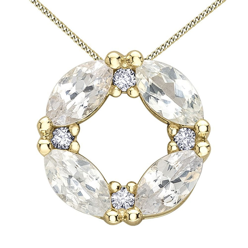 9ct Yellow Gold White Sapphire & Diamond Circular Pendant 0.06ct69807-P4488C-10
