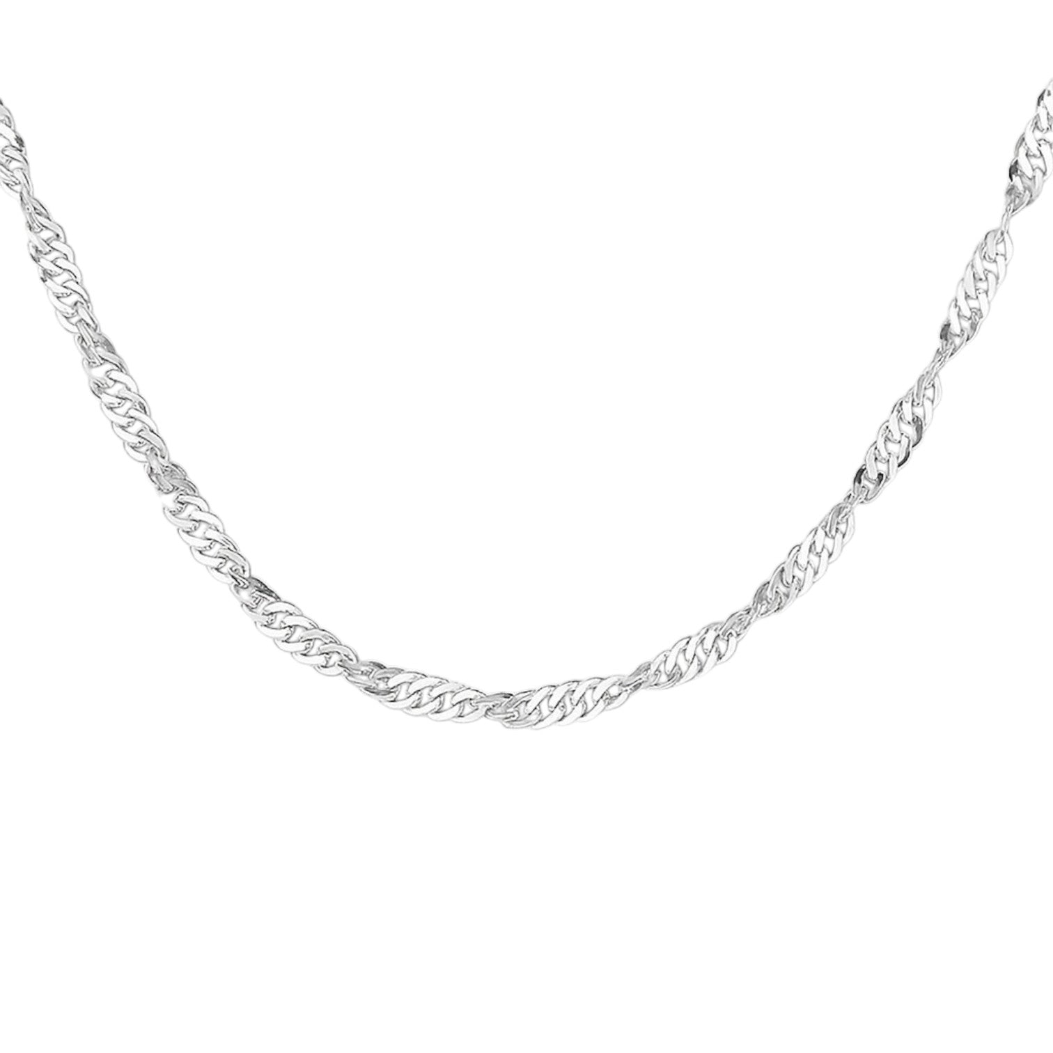 9ct White Gold Twisted Curb Chain