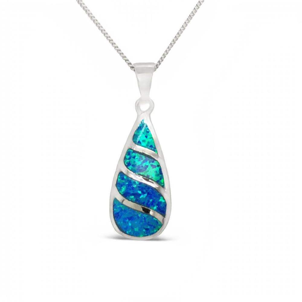 Sugar Sugar Tear Drop Blue Lab Opal Pendant image 0