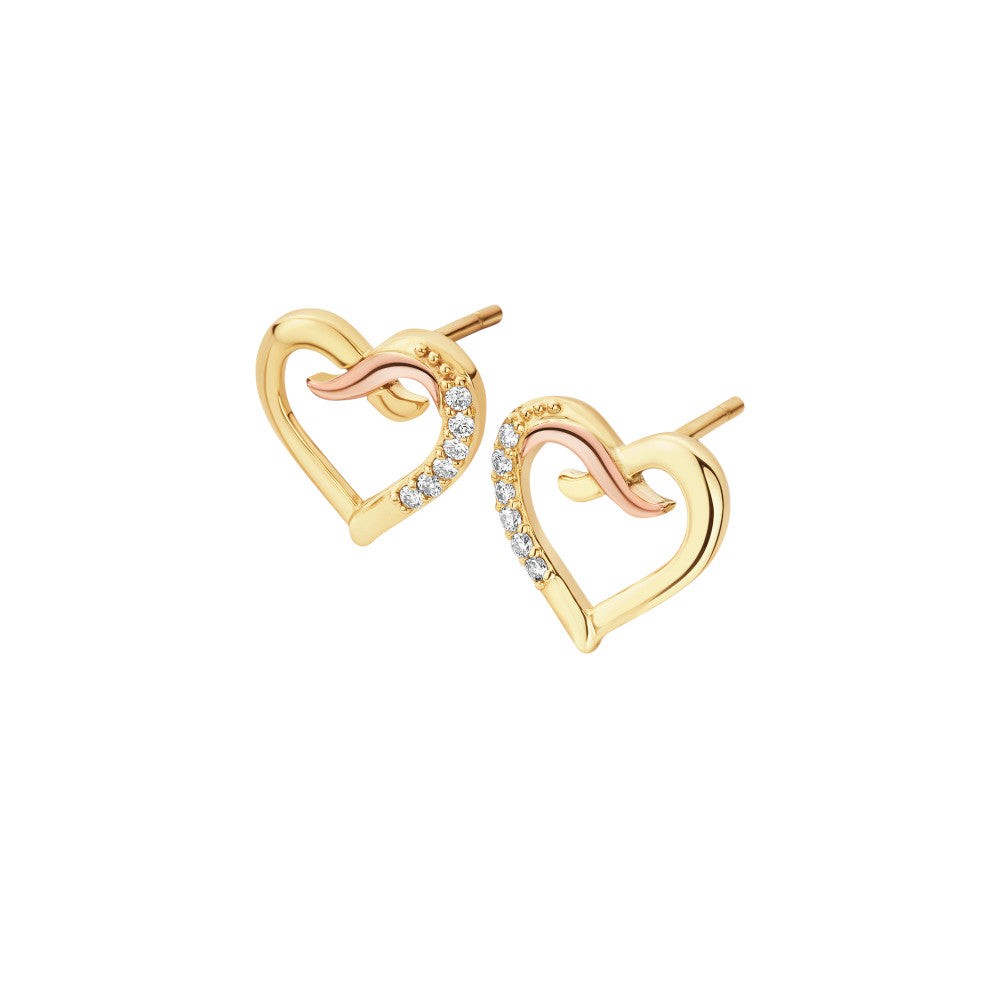 Clogau Forever Yours 9ct Solid Gold Kiss Stud Earrings with Diamonds CGKDSE