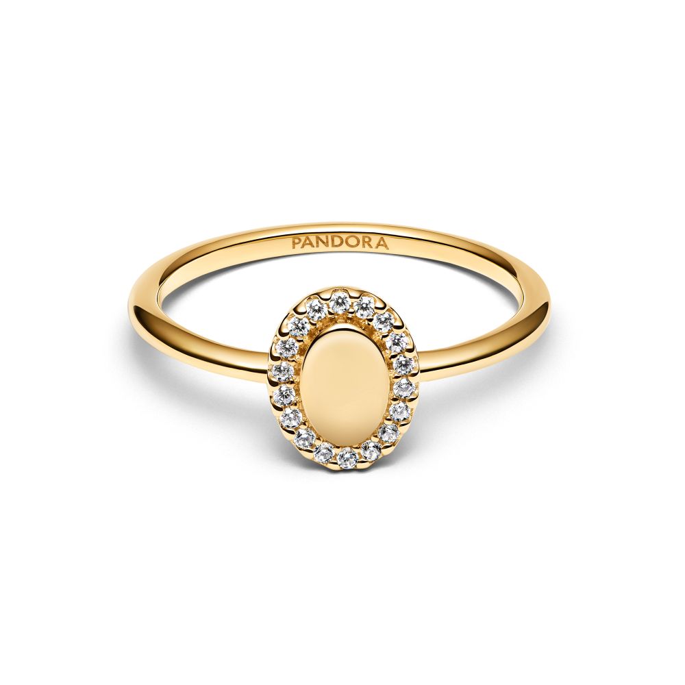 PANDORA Engravable Oval Halo Ring 163800C01