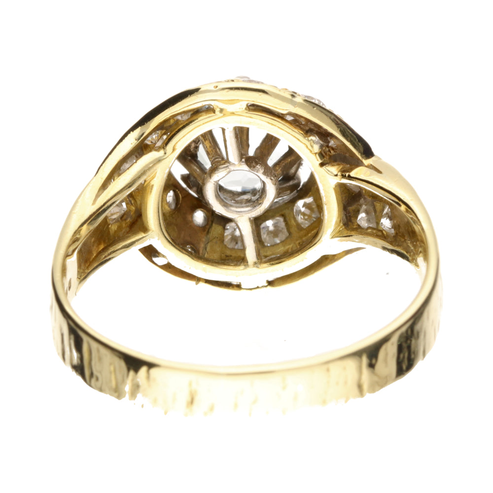 Pre-Owned 18ct Yellow Gold Blue Topaz &amp; Diamond Cluster Ring