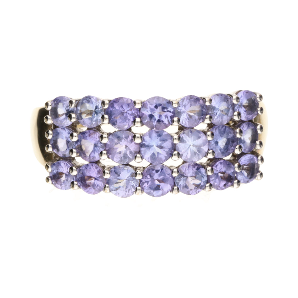 Pre-Owned 9ct Yellow Gold Tanzanite Pave Ring.