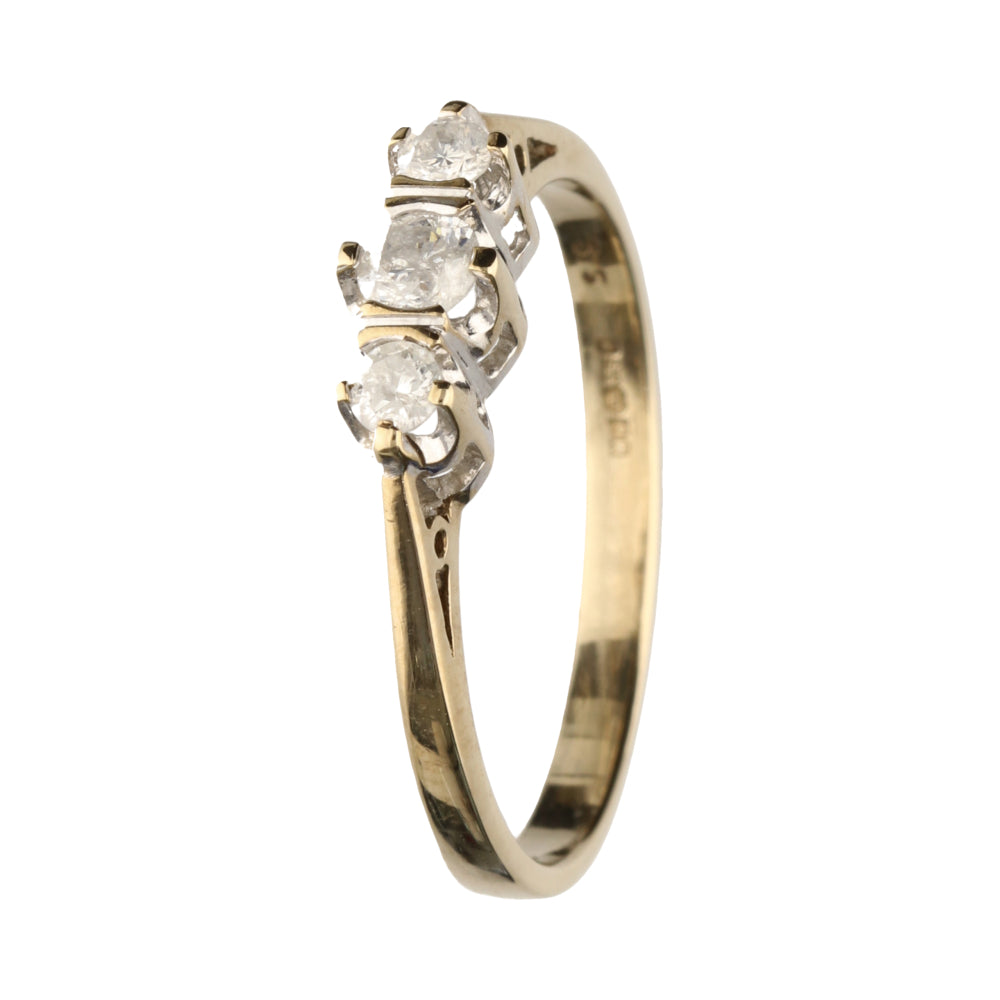 Pre-Owned 9ct Yellow Gold Diamond Trilogy Ring
