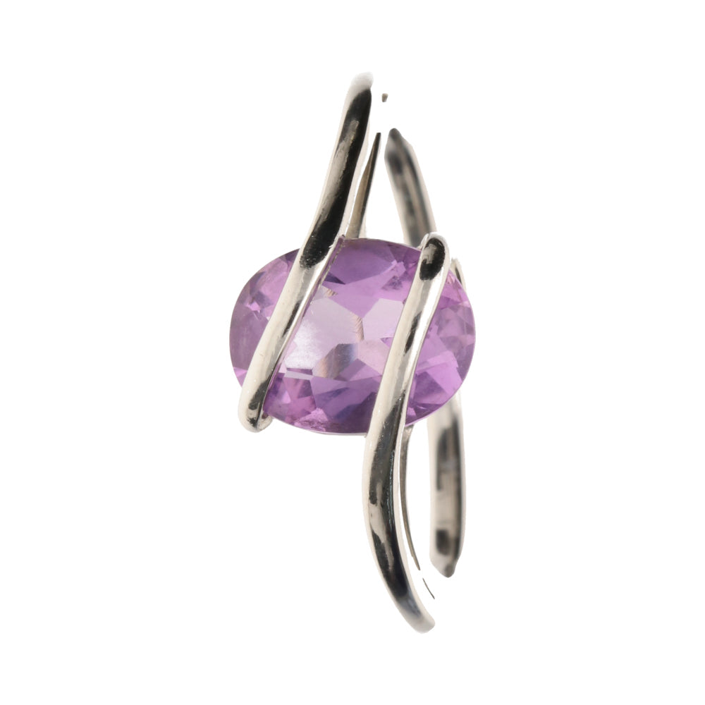 Pre-Owned 9ct White Gold Oval Cut Amethyst Wrap Ring
