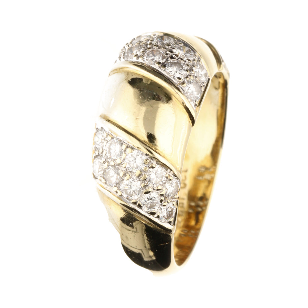 Pre-Owned 18ct Yellow Gold Diamond Pave Dome Ring