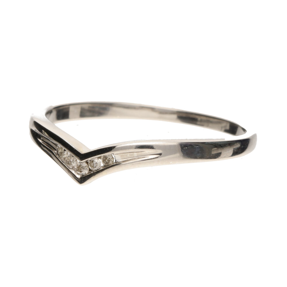 Pre-Owned 9ct White Gold Diamond Set Wishbone Ring