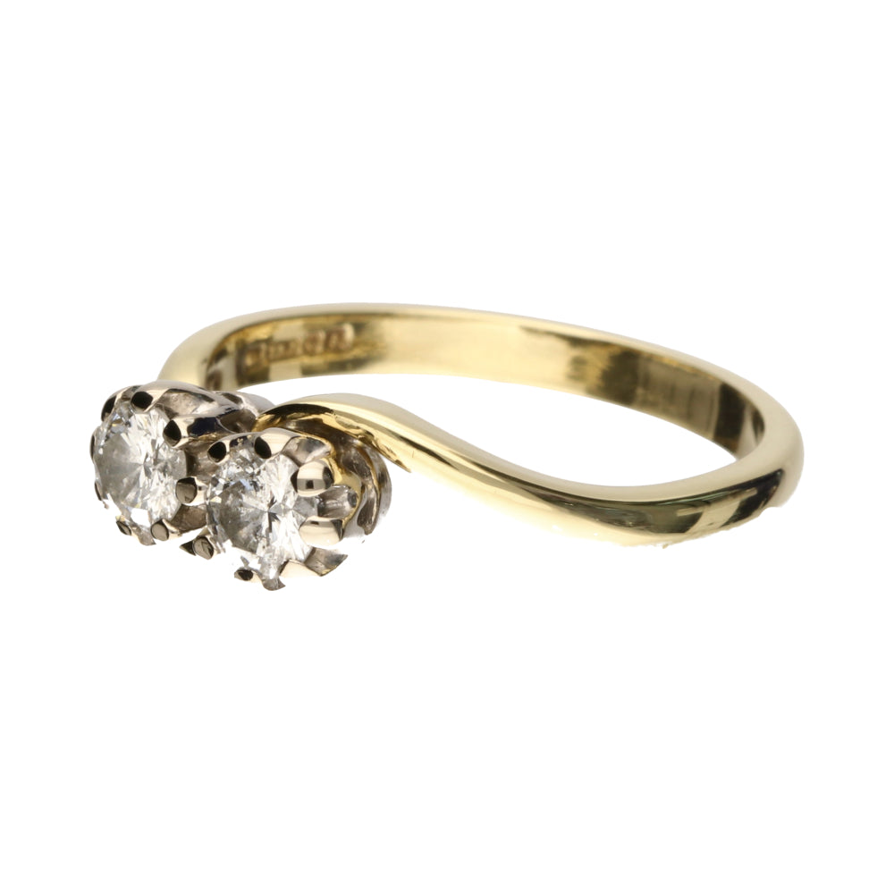 Pre-Owned 18ct Yellow Gold Two Stone Diamond Swirl Ring