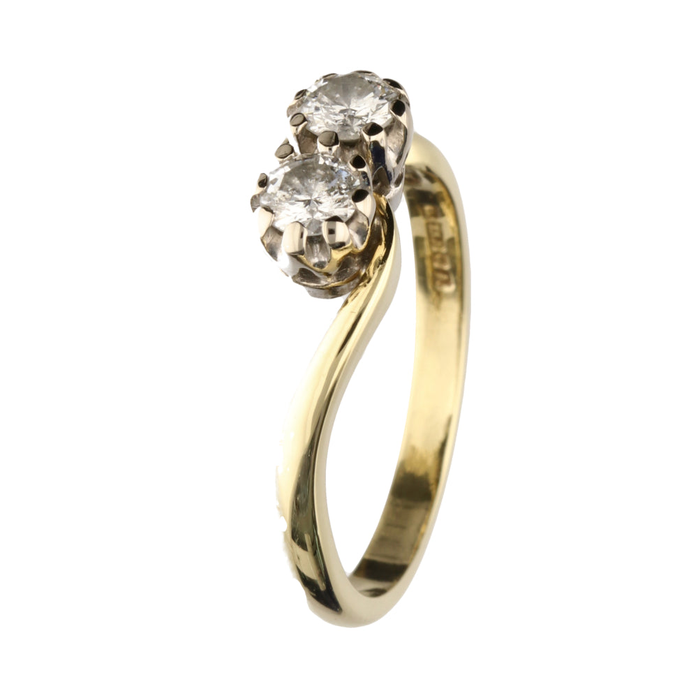 Pre-Owned 18ct Yellow Gold Two Stone Diamond Swirl Ring