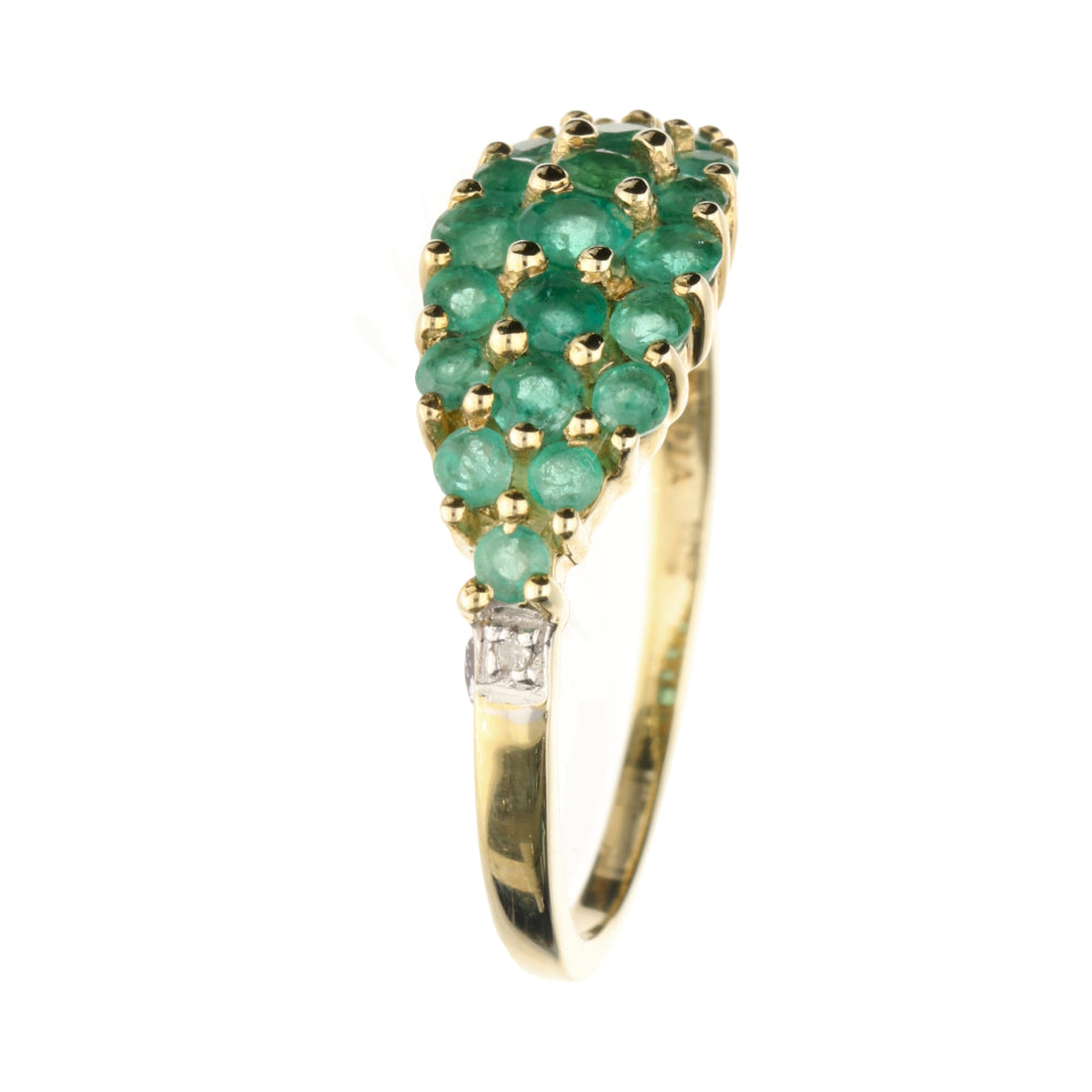 Pre-Owned 9ct Yellow Gold Tsavorite &amp; Diamond Set Marquise Cluster Ring