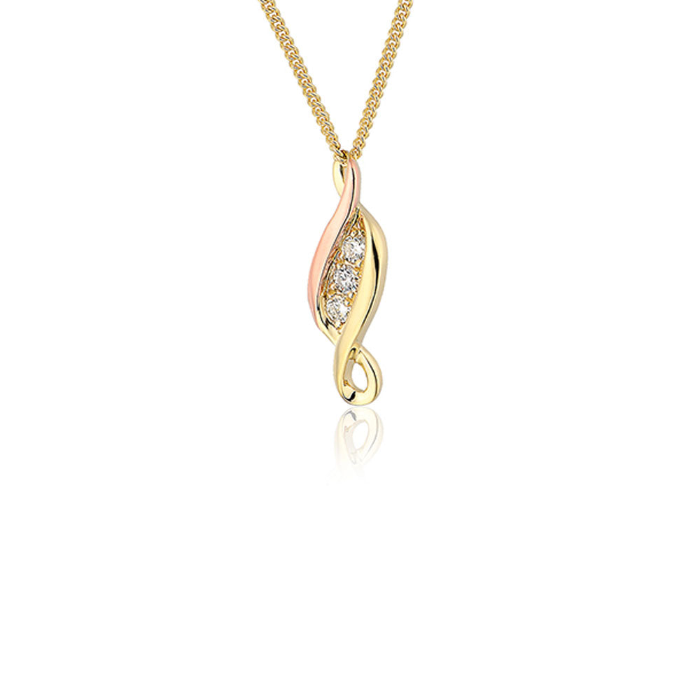 Clogau Past Present Future 9ct Solid Gold Pendant with Diamonds PPFP
