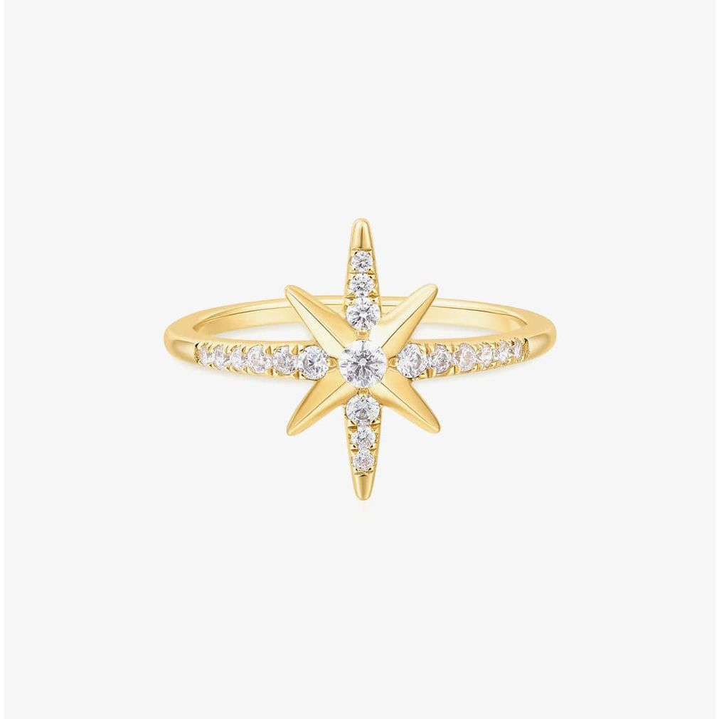 Ania Haie Gold Eight-Pointed Star Signet Ring R065-02G-58
