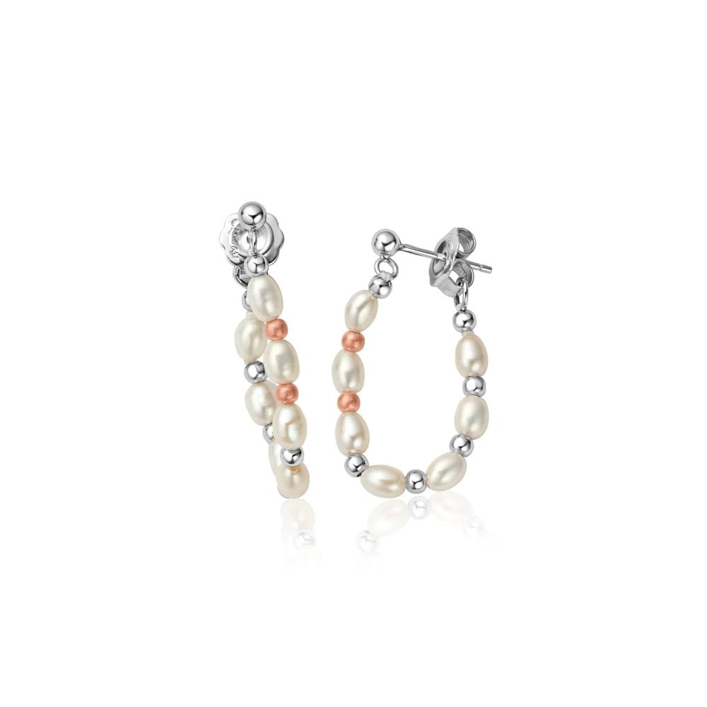 Clogau Nature's Wonder Sterling Silver Beachcomber Hoop Earrings with Pearls 3SBCH0630 image 0