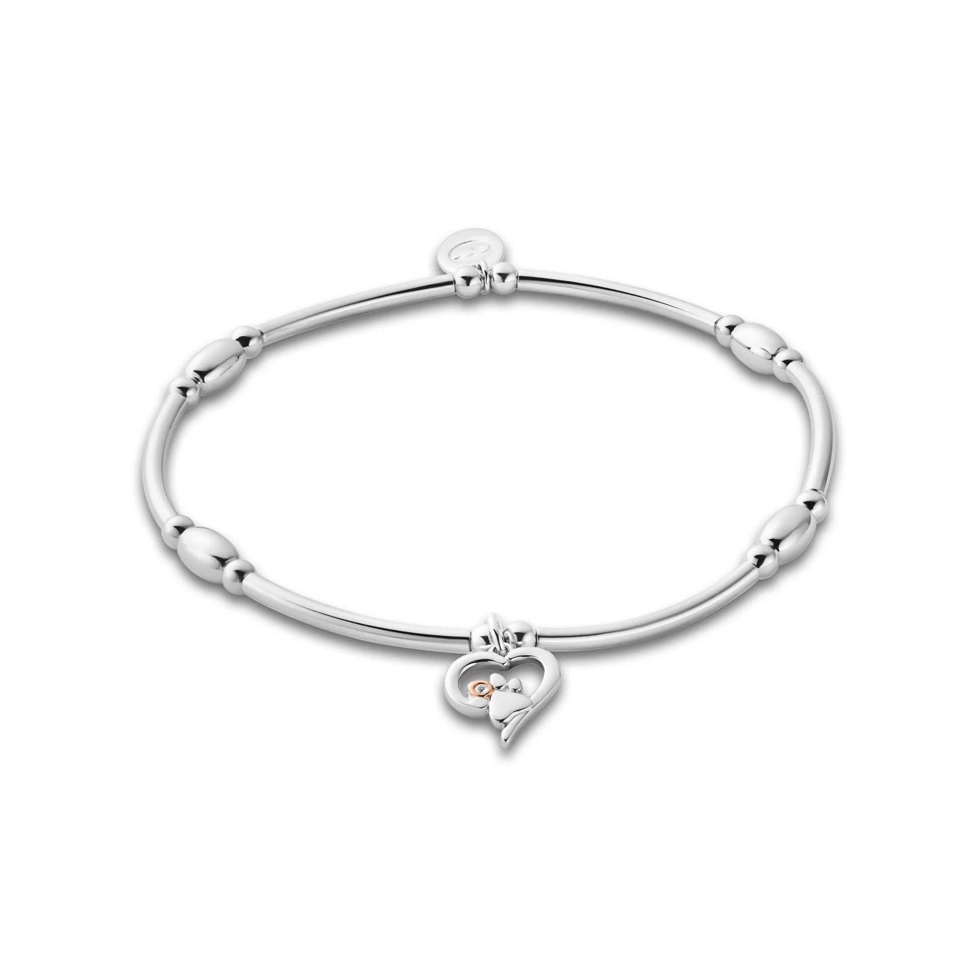 Clogau Paw Prints Sterling Silver Heart Affinity Bracelet 3SPMH880 image 0