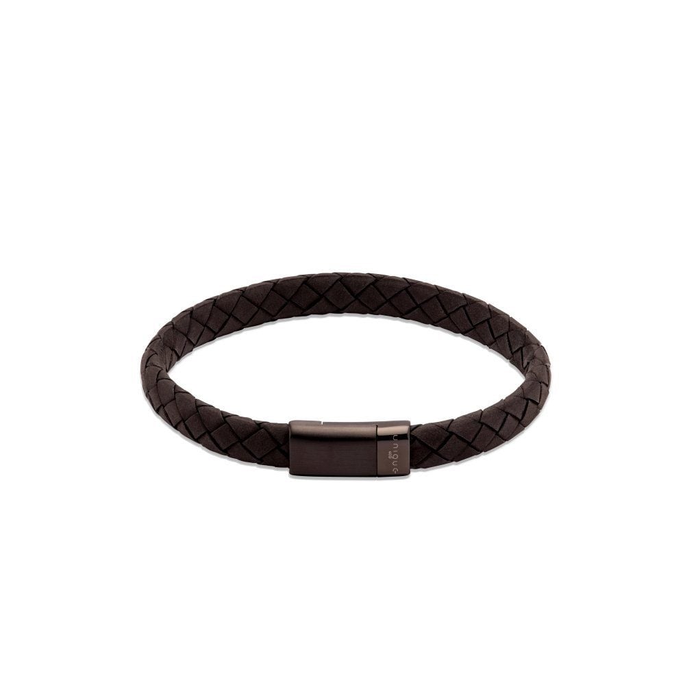 Black Leather with Black Plating Stainless Steel Clasp Bracelet image 0