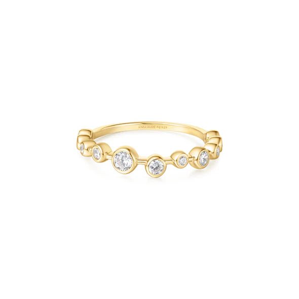 Ania Haie Gold Bezel Cubic Zirconia Zig - Zag Ring R065 - 01G - 54R065-01G-54