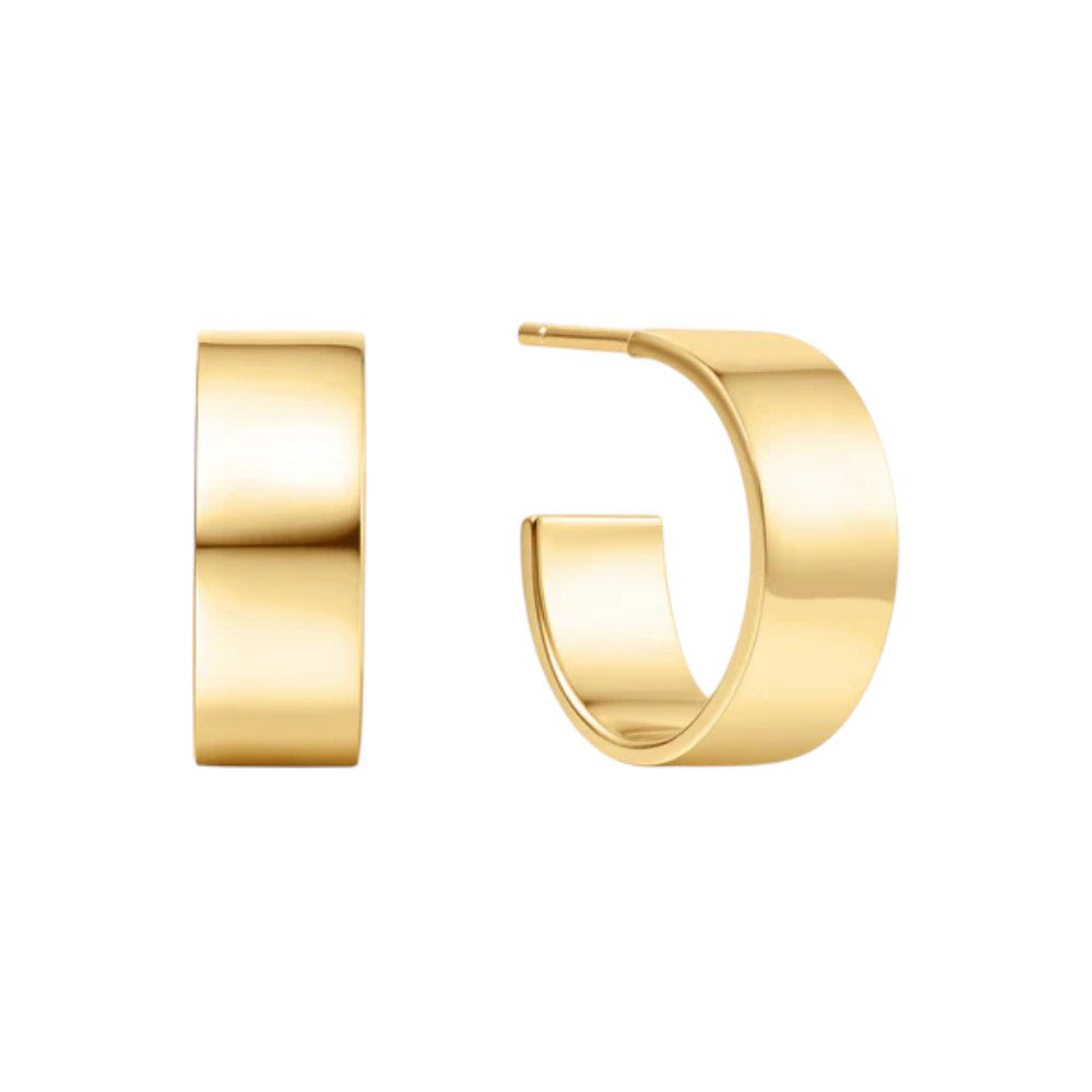 Ania Haie Gold Flat Medium Hoop Earrings E062 - 04GE062-04G