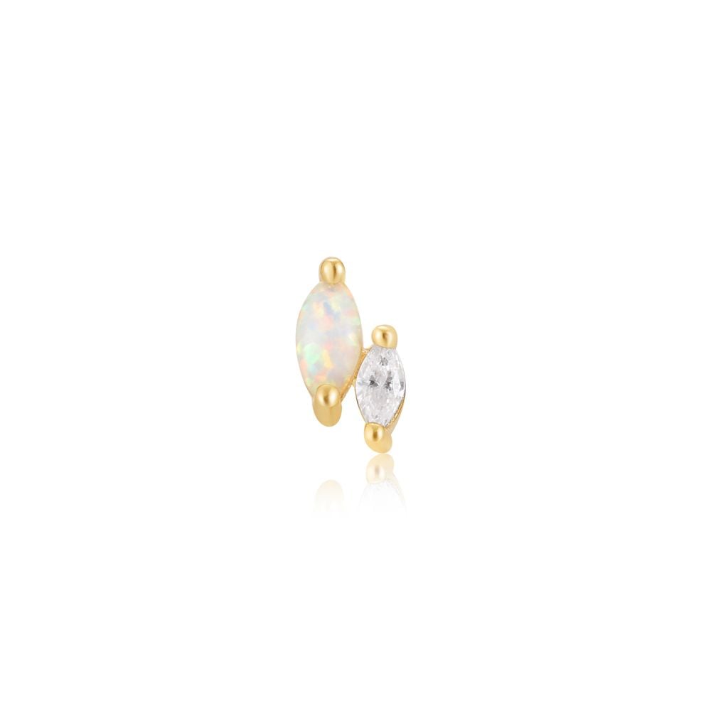 Ania Haie Gold Kyoto Opal and Sparkle Marquise Barbell Single Stud Earring
