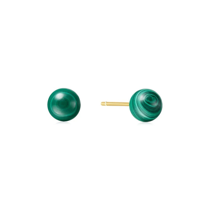 Ania Haie Gold Malachite Sphere Stud Earrings E063 - 02GE063-02G