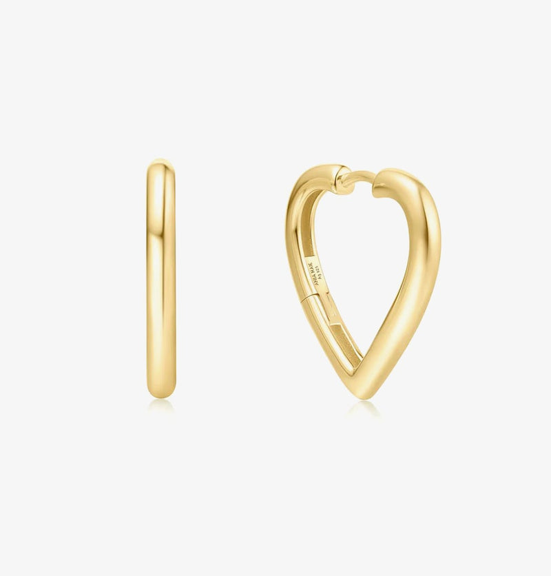 Ania Haie Gold Medium Heart Hoop Earrings E064 - 03GE064-03G