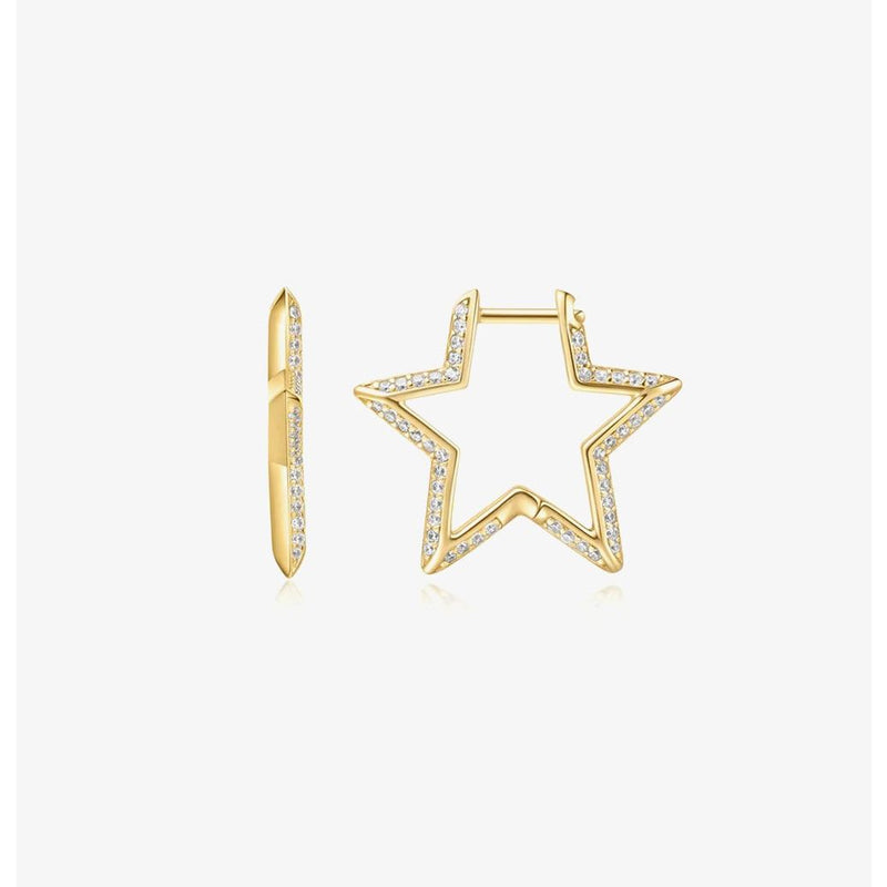 Ania Haie Gold Medium Star Pave Hoop Earrings E064-05GE064-05G