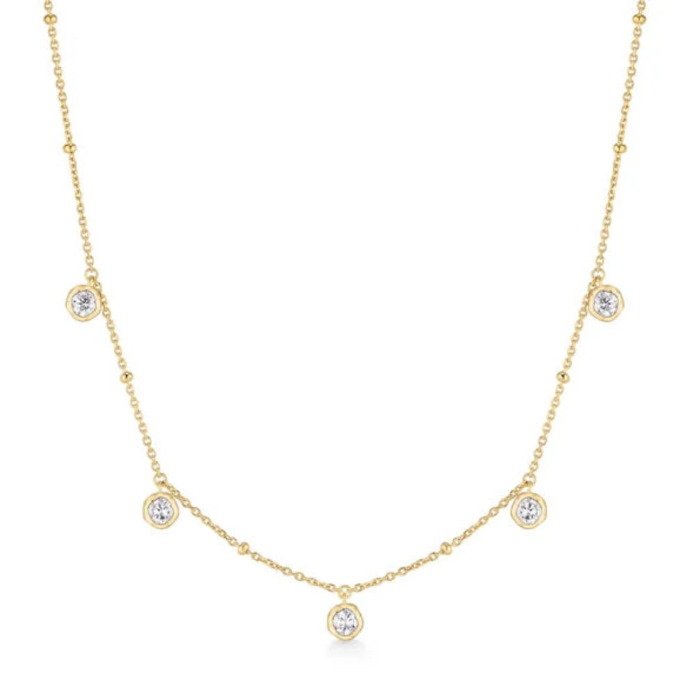 Ania Haie Gold Molten Bezel-Set Droplet Station Necklace N074-07GN074-07G