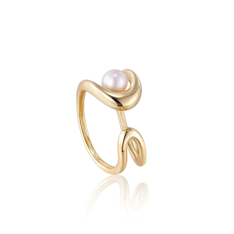 Ania Haie Gold Pearl Sculpted Adjustable Ring