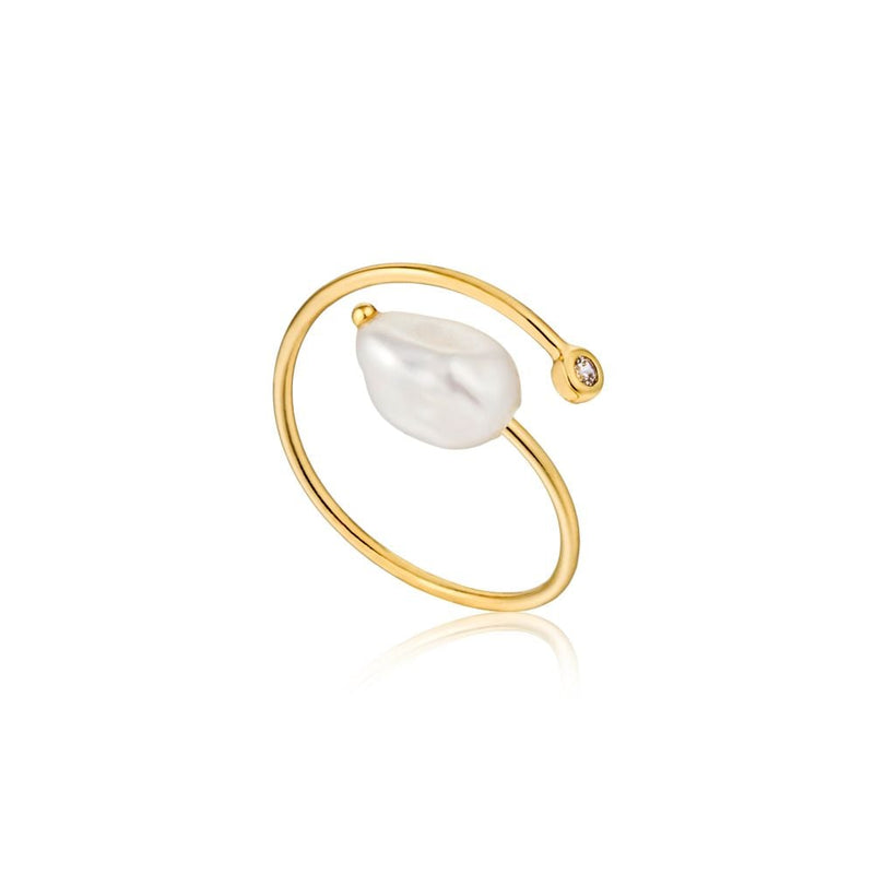 Ania Haie Gold Pearl Twist Adjustable Ring