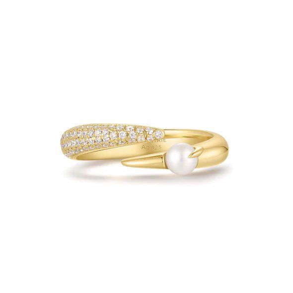 Ania Haie Gold Sparkle Pearl Crossover Adjustable Ring R069 - 01GR069-01G