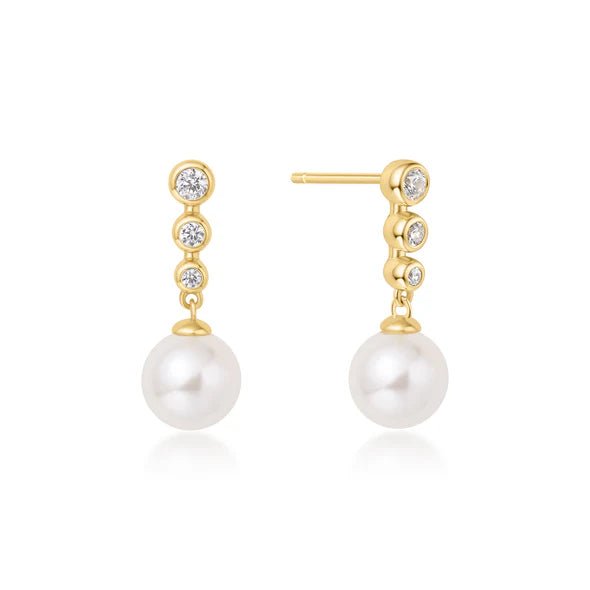 Ania Haie Gold Tennis Beaded Stone Shell Pearl Drop Stud Earrings E065 - 03GE065-03G