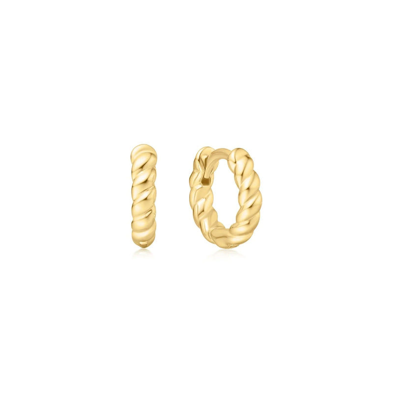 Ania Haie Gold Texture Small Huggie Hoop Earrings E063 - 03GE063-03G
