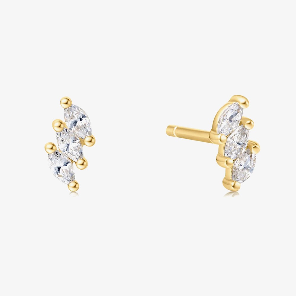 Ania Haie Gold Triple Marquise Stud Earrings E063-01GAPP-E063-01G