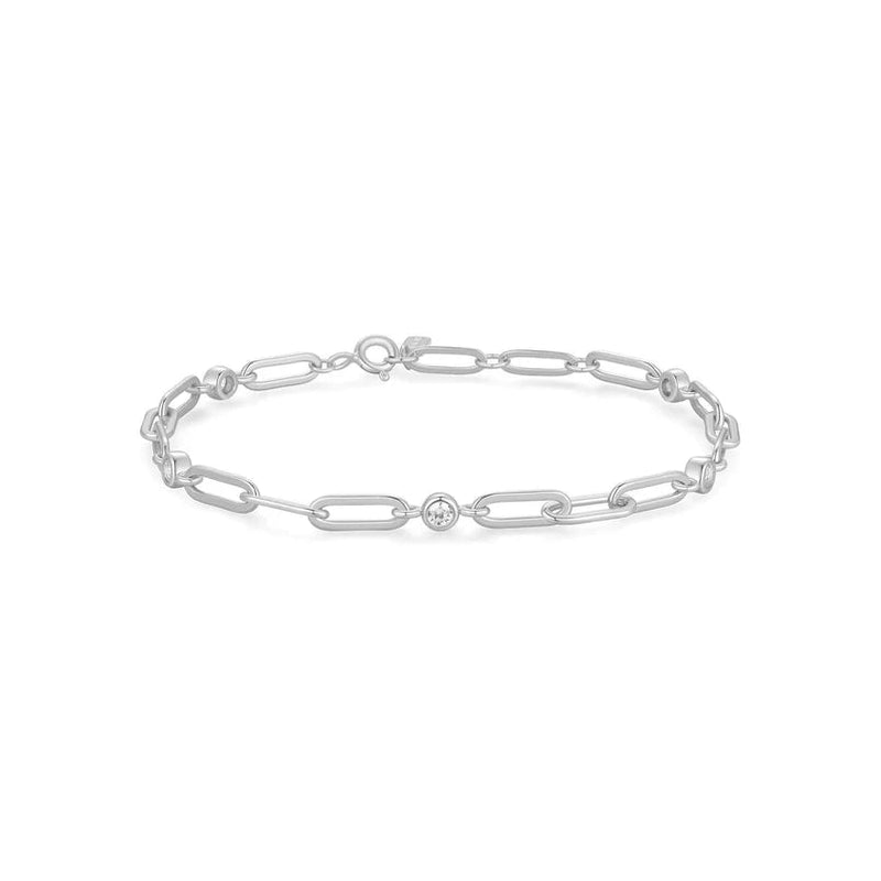 Ania Haie Silver Bezel Station Paper Clip Chain Bracelet B069 - 01HB069-01H