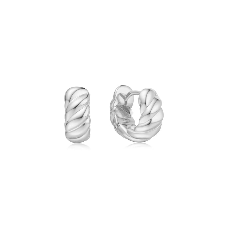 Ania Haie Silver Bold Texture Small Huggie Hoop Earrings E063 - 06HE063-06H