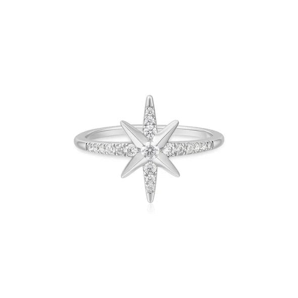 Ania Haie Silver Eight - Pointed Star Signet Ring R065 - 02H - 58R065-02H-58