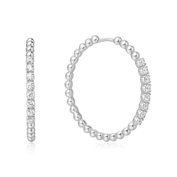 Ania Haie Silver Large Claw Sphere Beaded Hoop Earrings E065 - 05HE065-05H