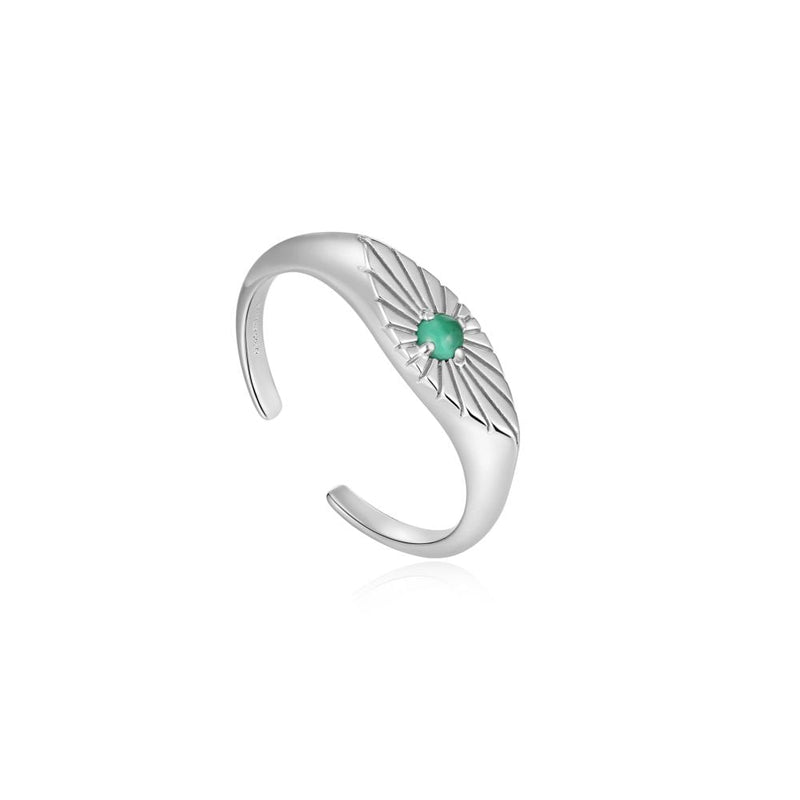 Ania Haie Silver Malachite Evil Eye Adjustable Ring
