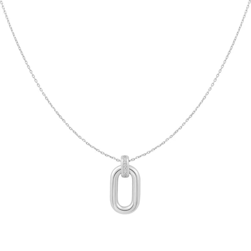 Ania Haie Silver Oval Hoop Pendant Necklace N062 - 01HN062-01H