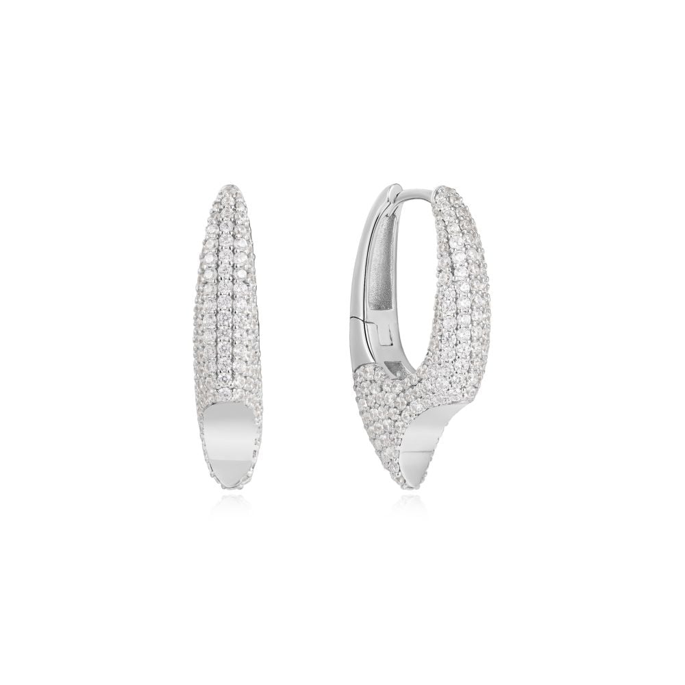 Ania Haie Silver Pave Arrow Hoop Earrings